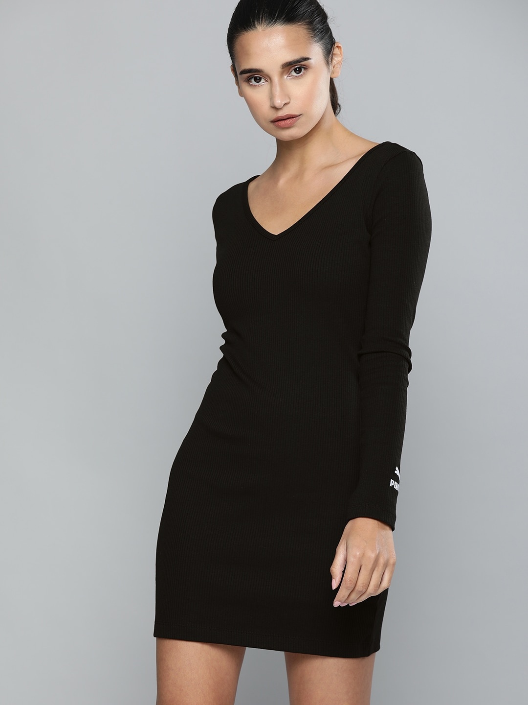 

Puma Women Black Self Design Bodycon Dress