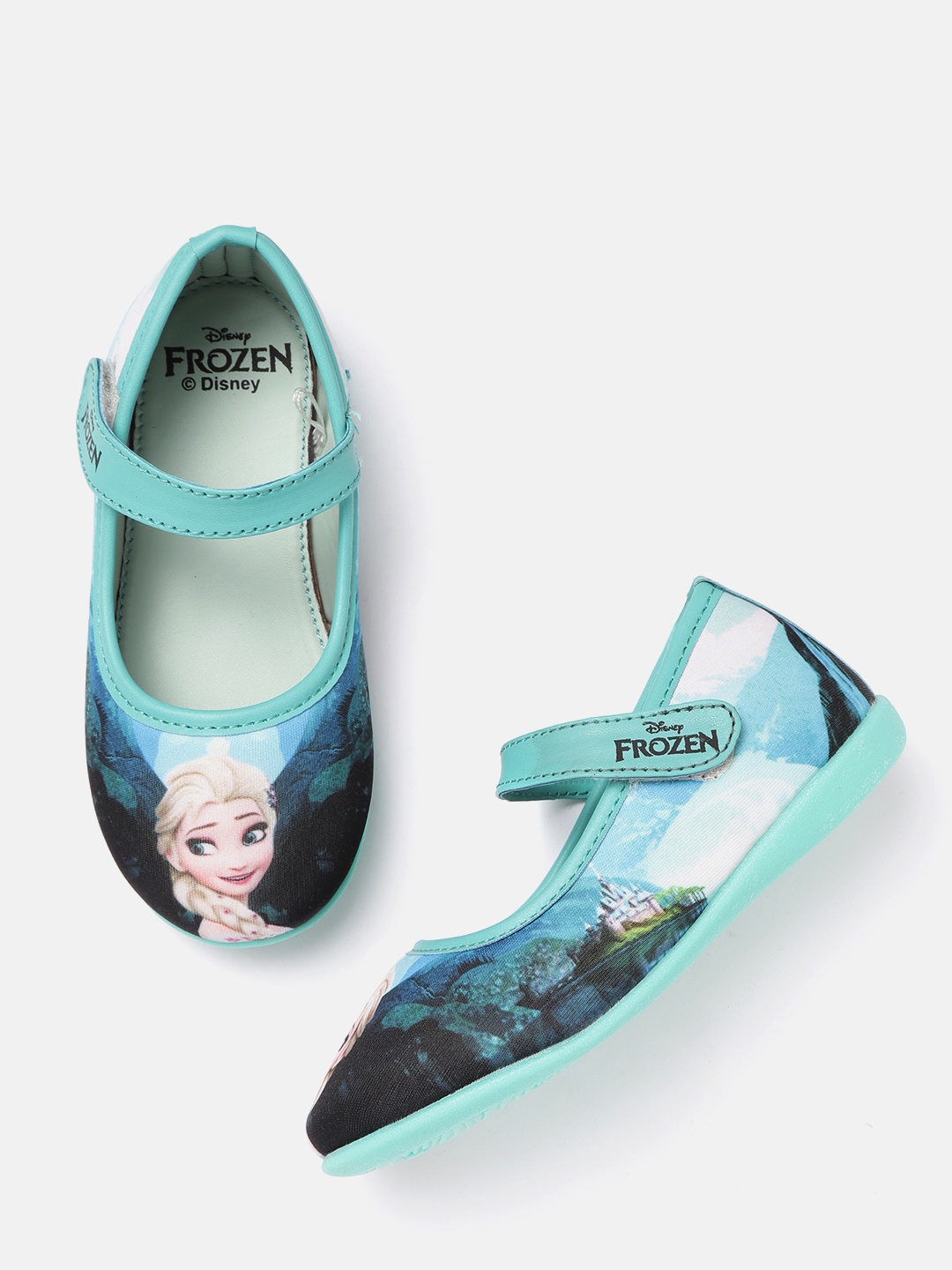 

toothless Frozen Girls Sea Green & Blue Elsa Print Ballerinas