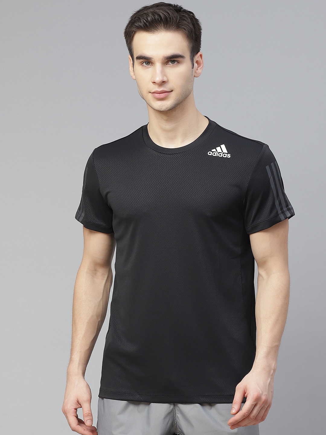 

ADIDAS Men Black Heat.Ready 3-Stripes Solid Training T-shirt