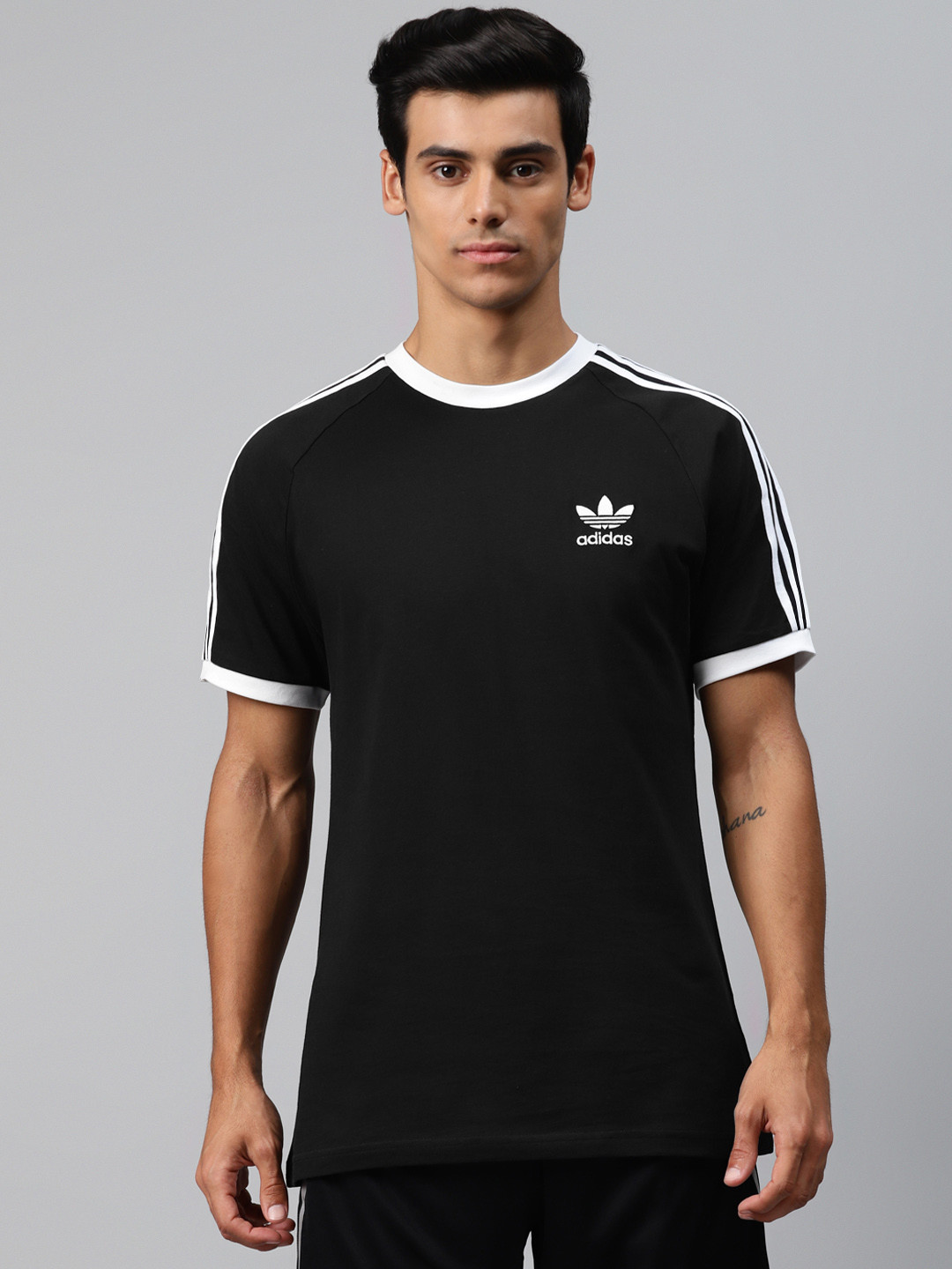 

ADIDAS Originals Men Pure Cotton Adicolor Classics 3-Stripes Pure Cotton Sustainable T-shirt, Black