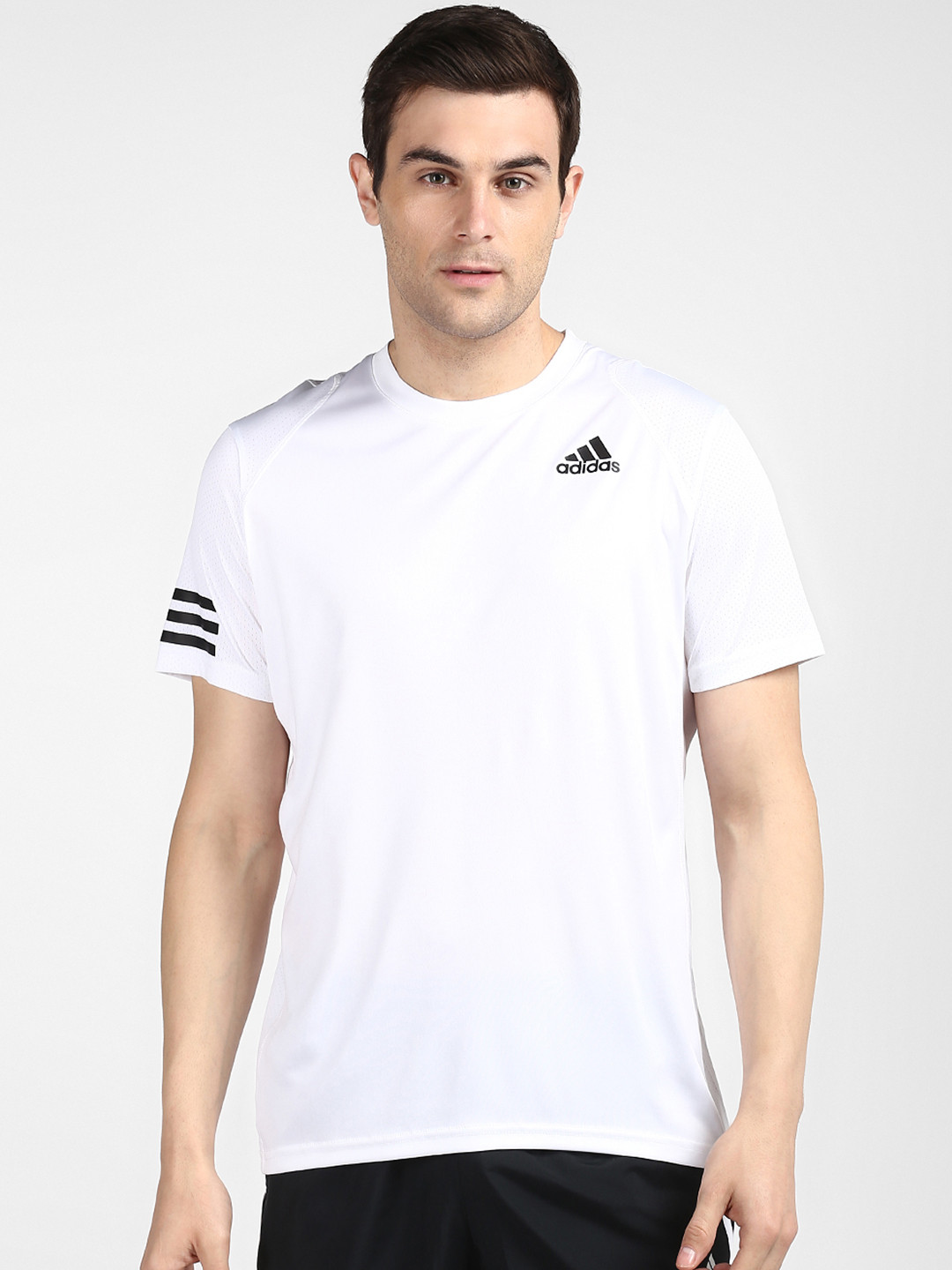 

ADIDAS Men White CLUB Solid T-shirt with Brand Logo Print