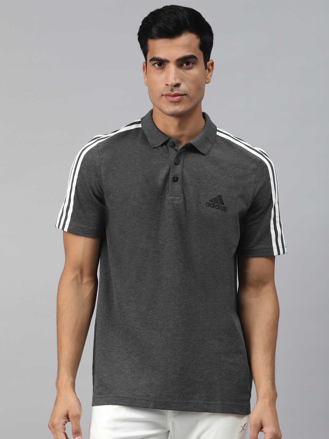 

ADIDAS Men Solid Charcoal Grey 3S PQ PS T-shirt