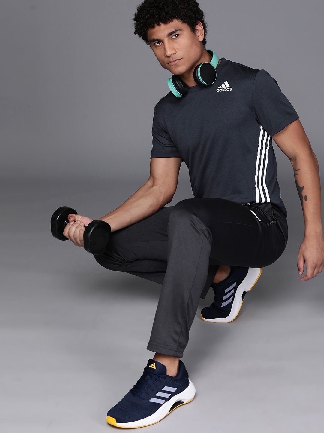 

ADIDAS Men Sustainable Aeroready 3-Stripes T-shirt, Navy blue