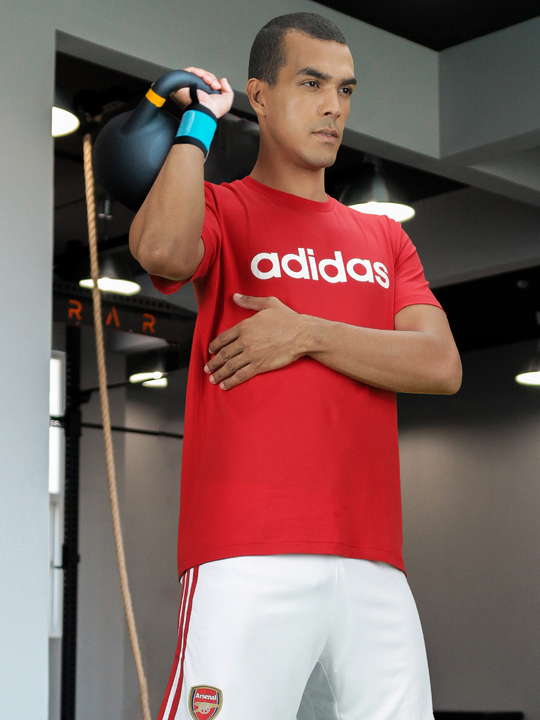

ADIDAS Men Red Brand Logo Print LIN SJ Sustainable T-shirt