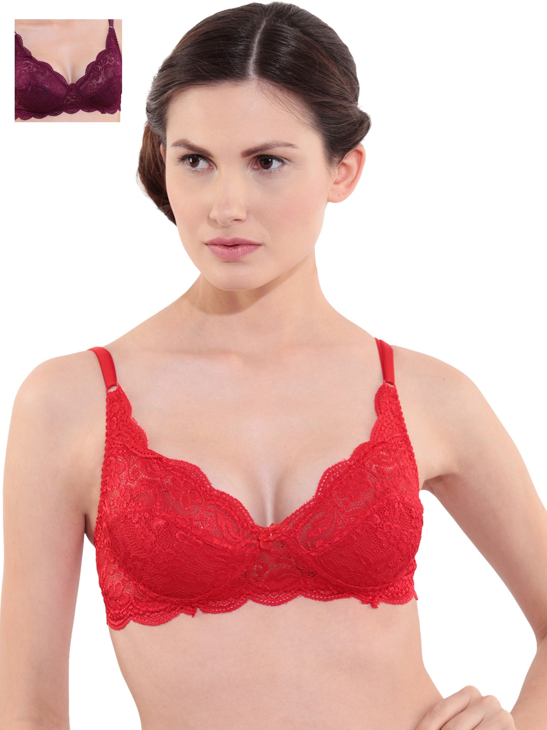 

Floret Pack of 2 Lace Full-Coverage Everyday Bras, Red
