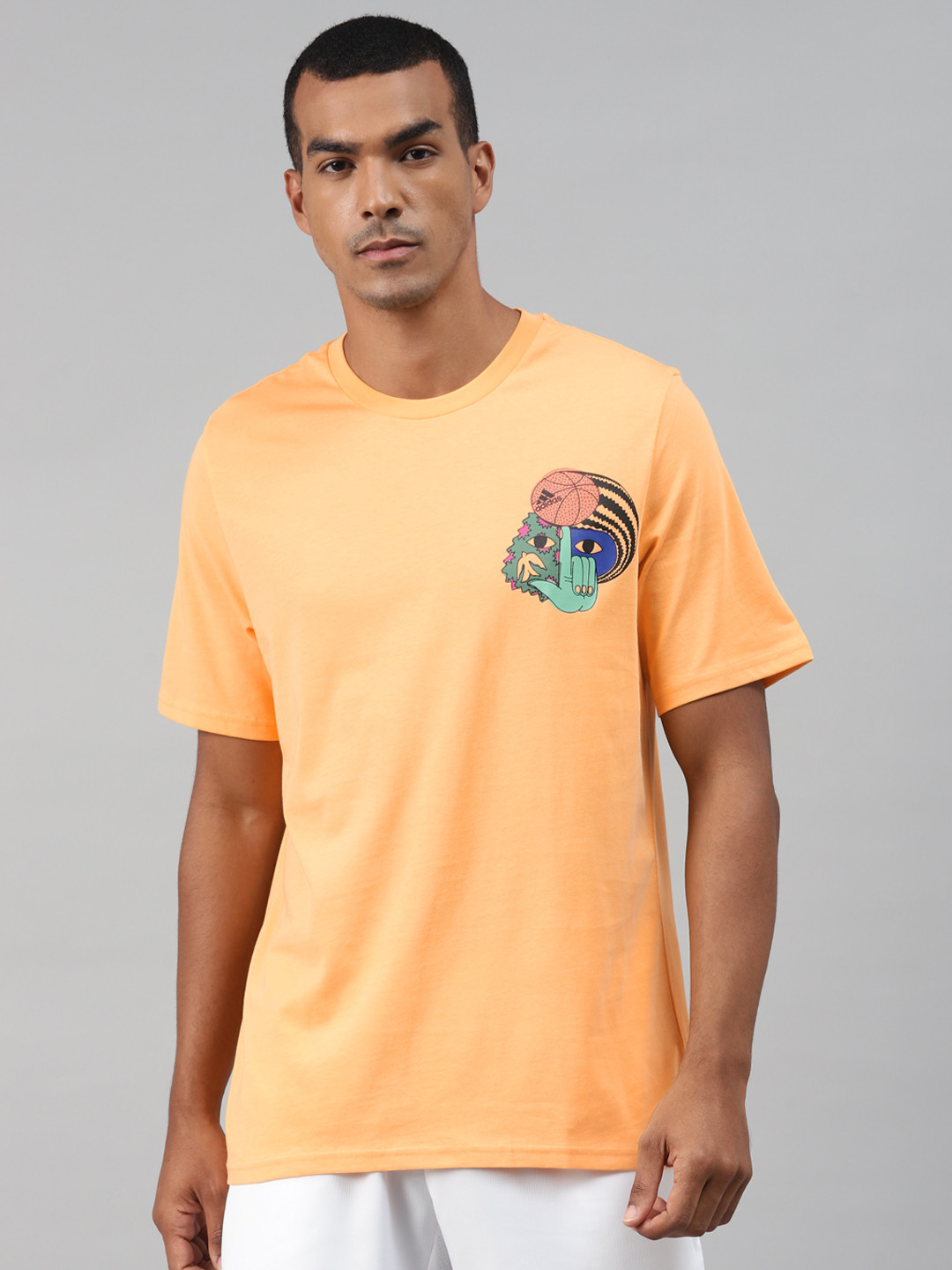 

ADIDAS Men Peach-Coloured NY Local Story Pure Cotton T-shirt