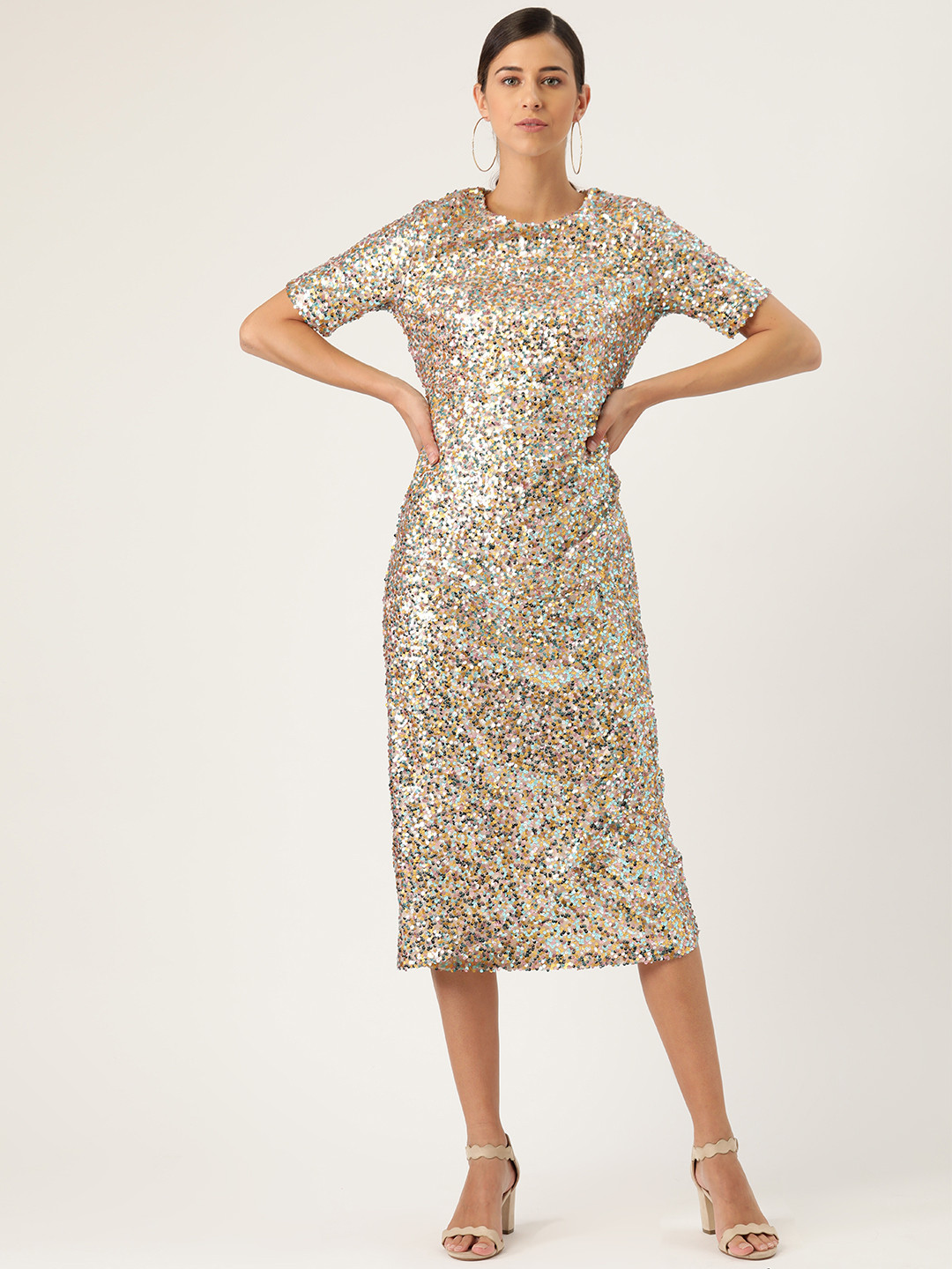 

MANGO Multicoloured Sequinned Wrap Dress, Multi