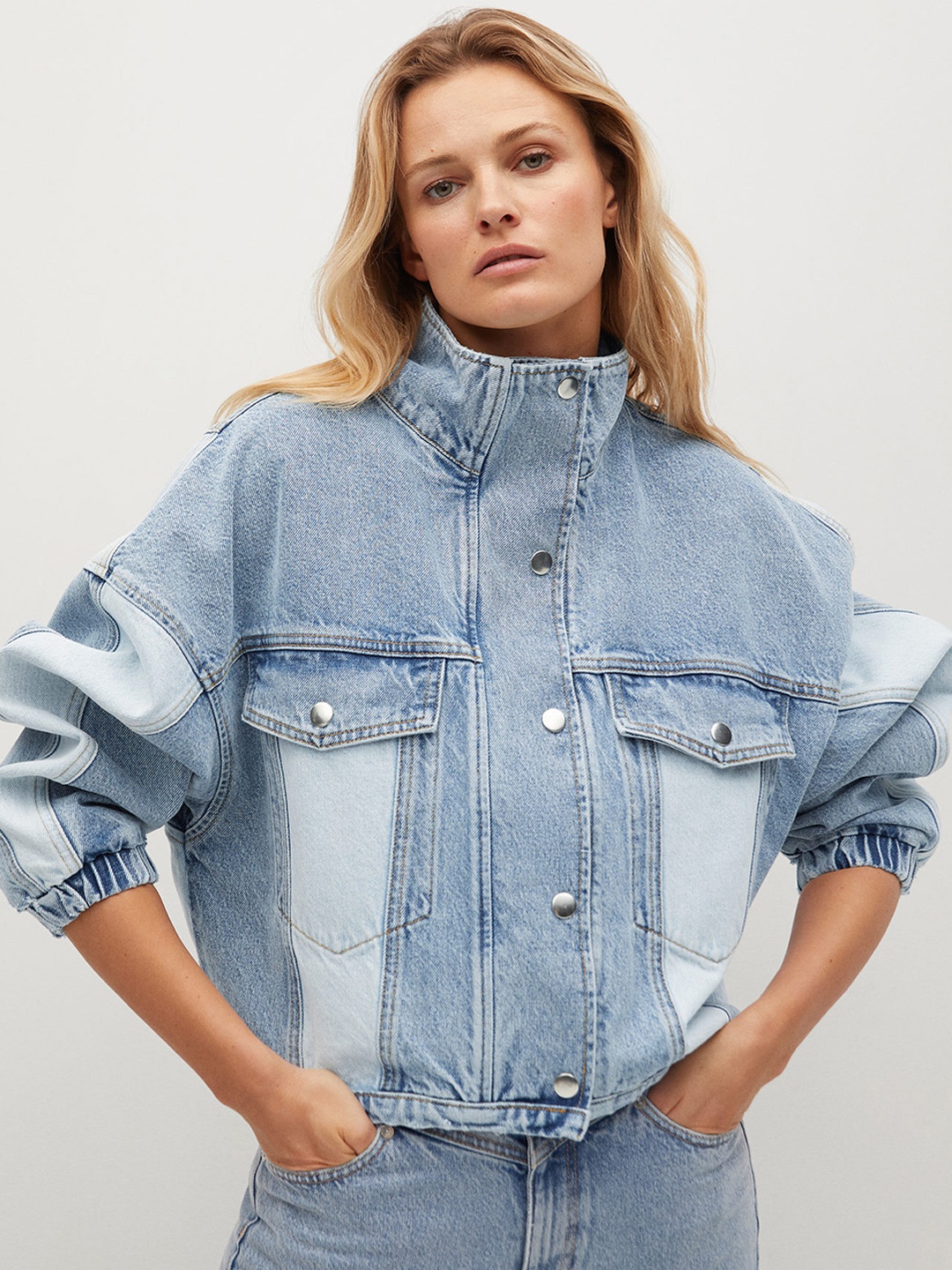 

MANGO Women Blue Washed Sustainable Eco-Wash Denim Cotton Jacket