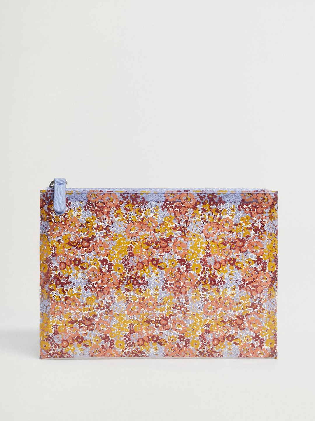 

MANGO Yellow & Peach-Coloured Floral Print Cosmetic Bag