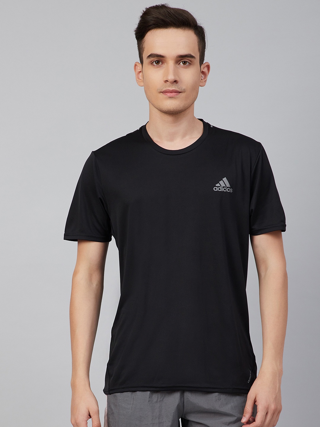 

ADIDAS Men Black Solid Fast Prime Blue Round Neck Running Sustainable T-shirt