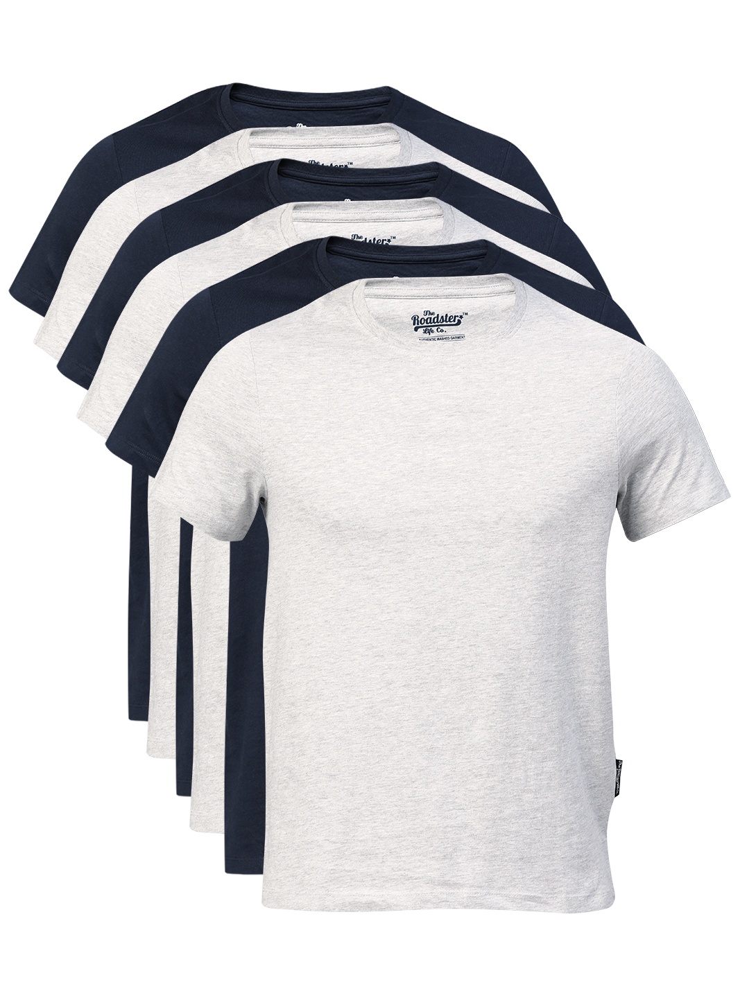 

Roadster Pack Of 6 Men Solid T-shirt, Grey melange