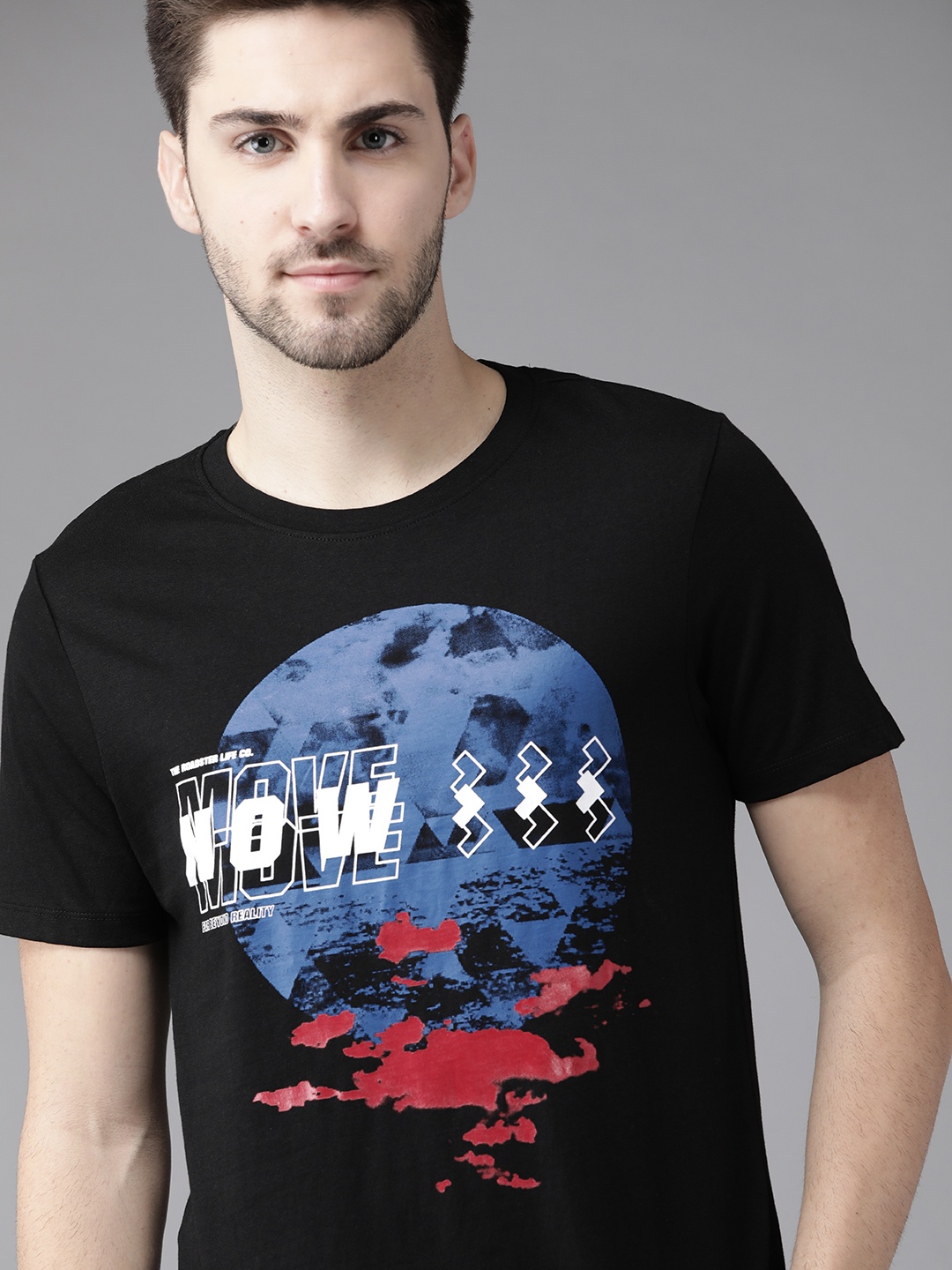

Roadster Men Black White Pure Cotton Printed Pure Cotton T-shirt