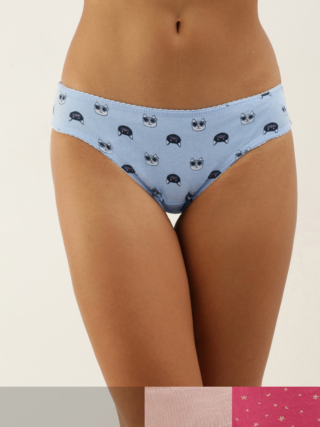

DressBerry Women Pack of 3 Printed Bikini Briefs DB-COO-BIK-PRINT-008, Blue