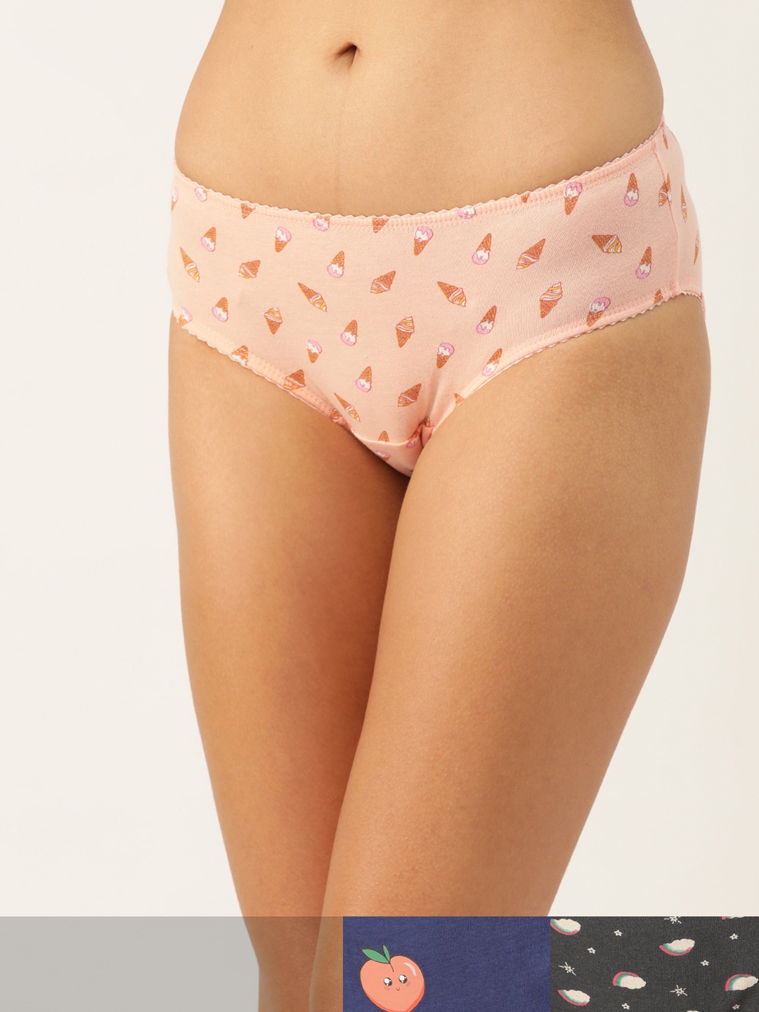 

DressBerry Women Pack of 3 Printed Cotton Hipster Briefs DB-COO-HIP-PRINT-005, Peach