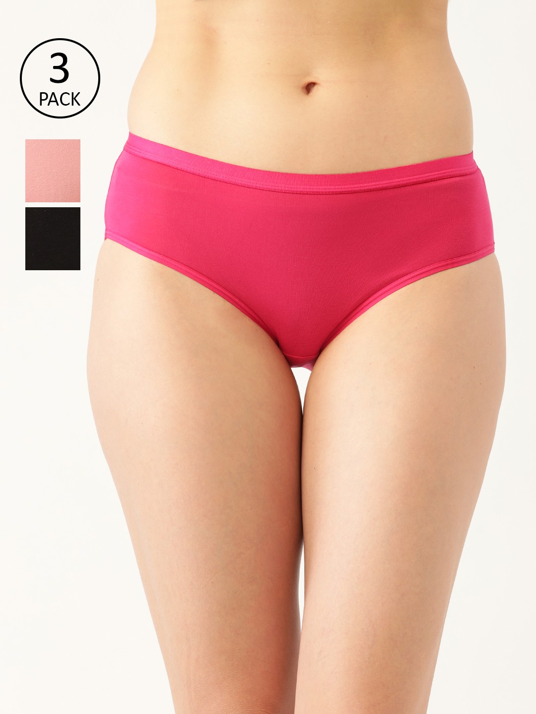 

DressBerry Women Pack of 3 Solid Hipster Briefs DB-BRF-3PP-NEWCOTTON-027, Black