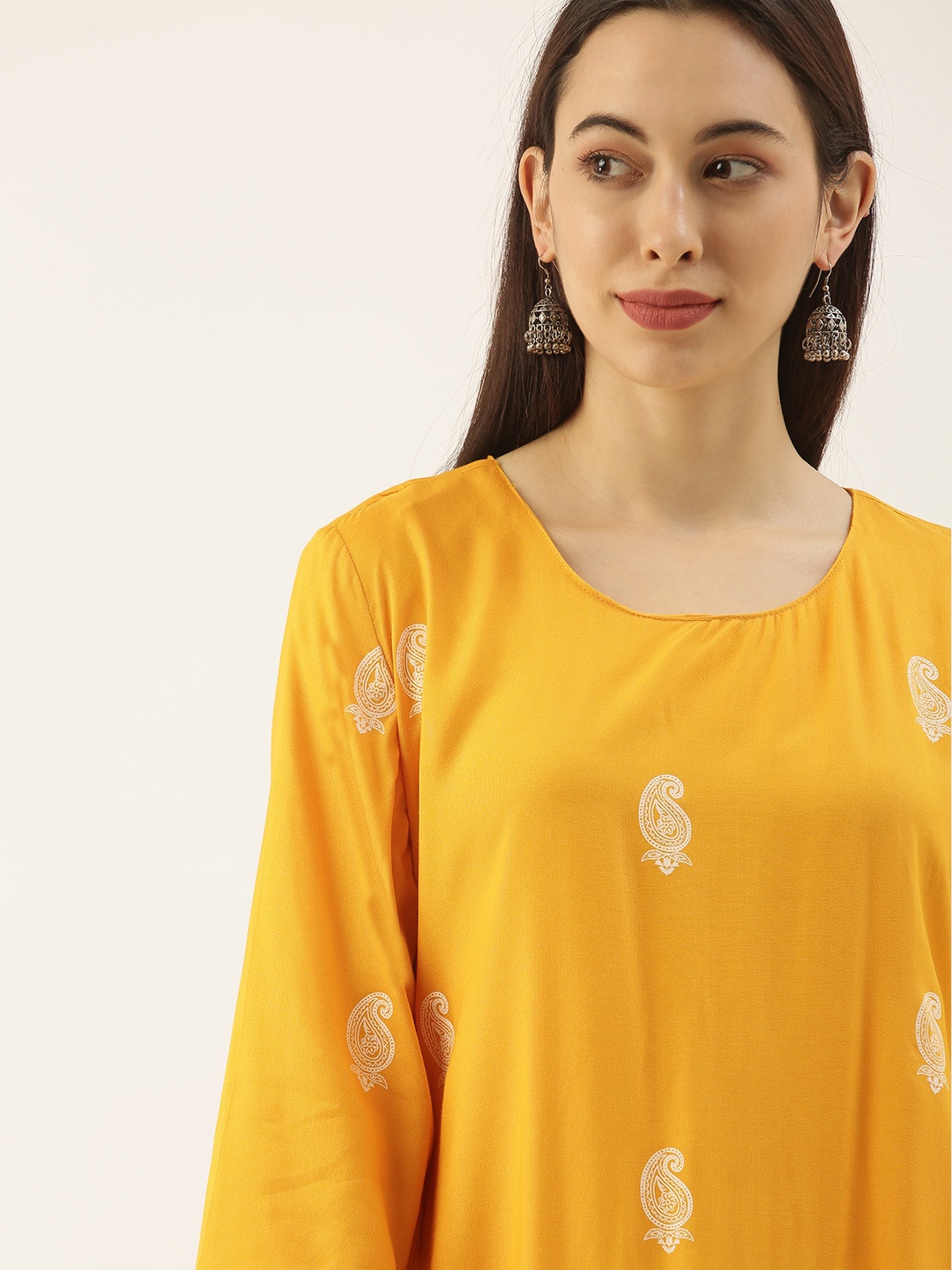 

Moda Rapido Women Yellow & White Printed Flared Sleeves Kurta