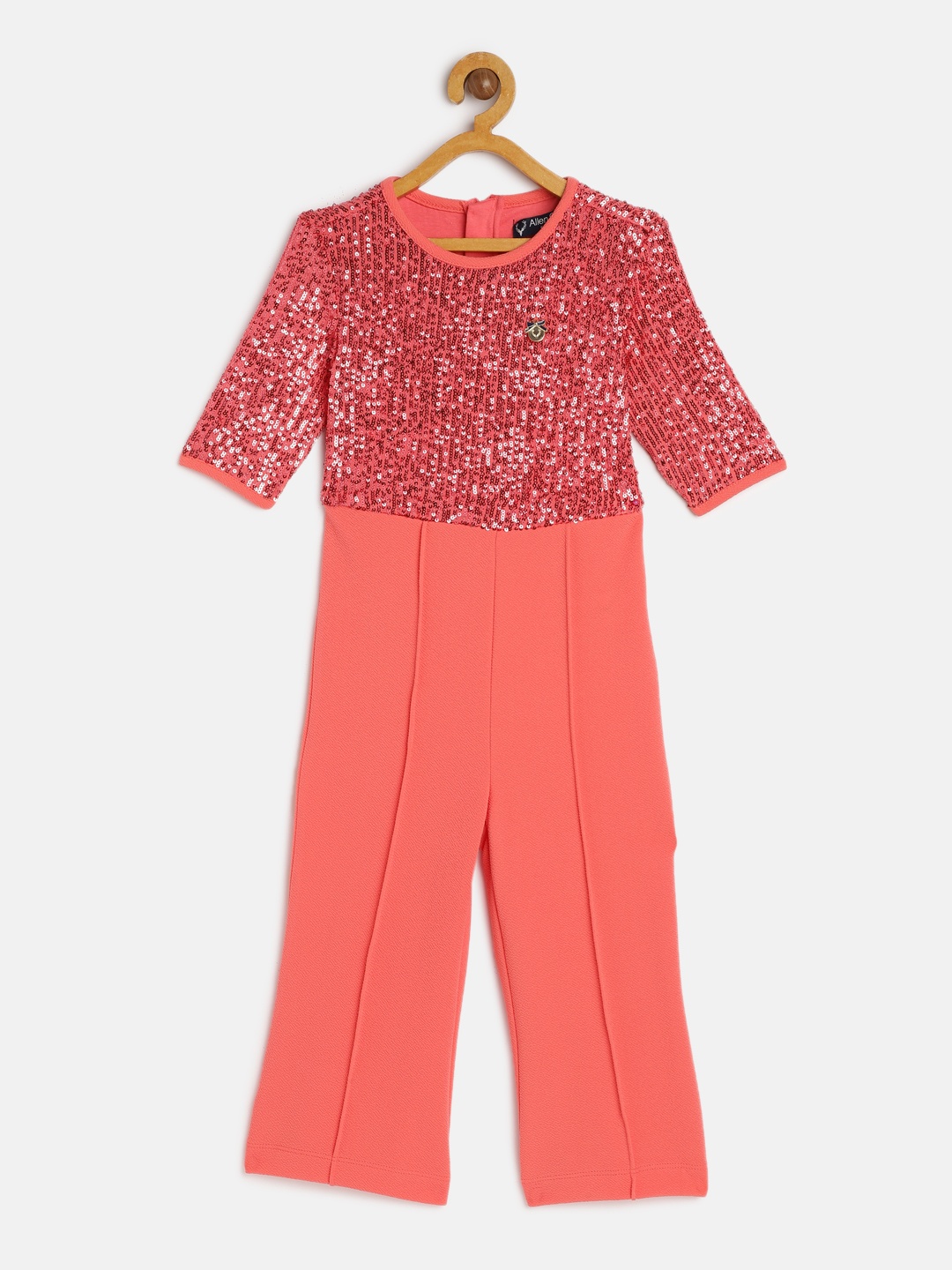 

Allen Solly Junior Girls Coral Red Sequined Embellished Jumpsuit