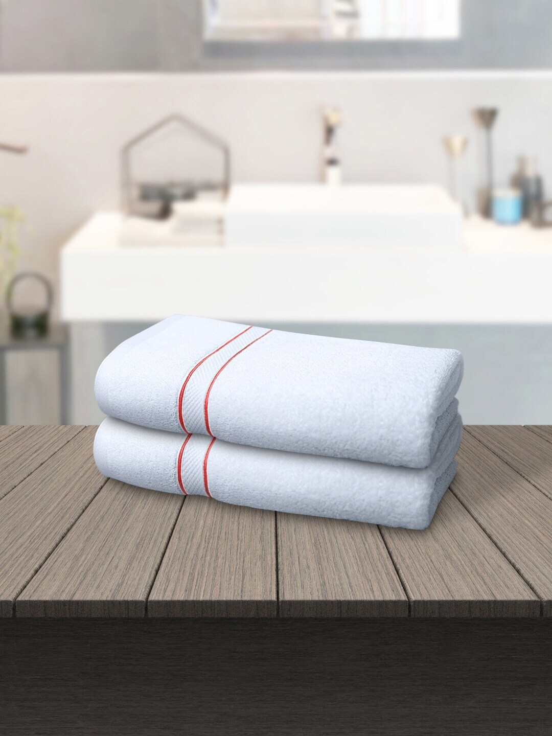 

PETAL HOME Unisex Set Of 2 White Solid 550 GSM Bath Towels