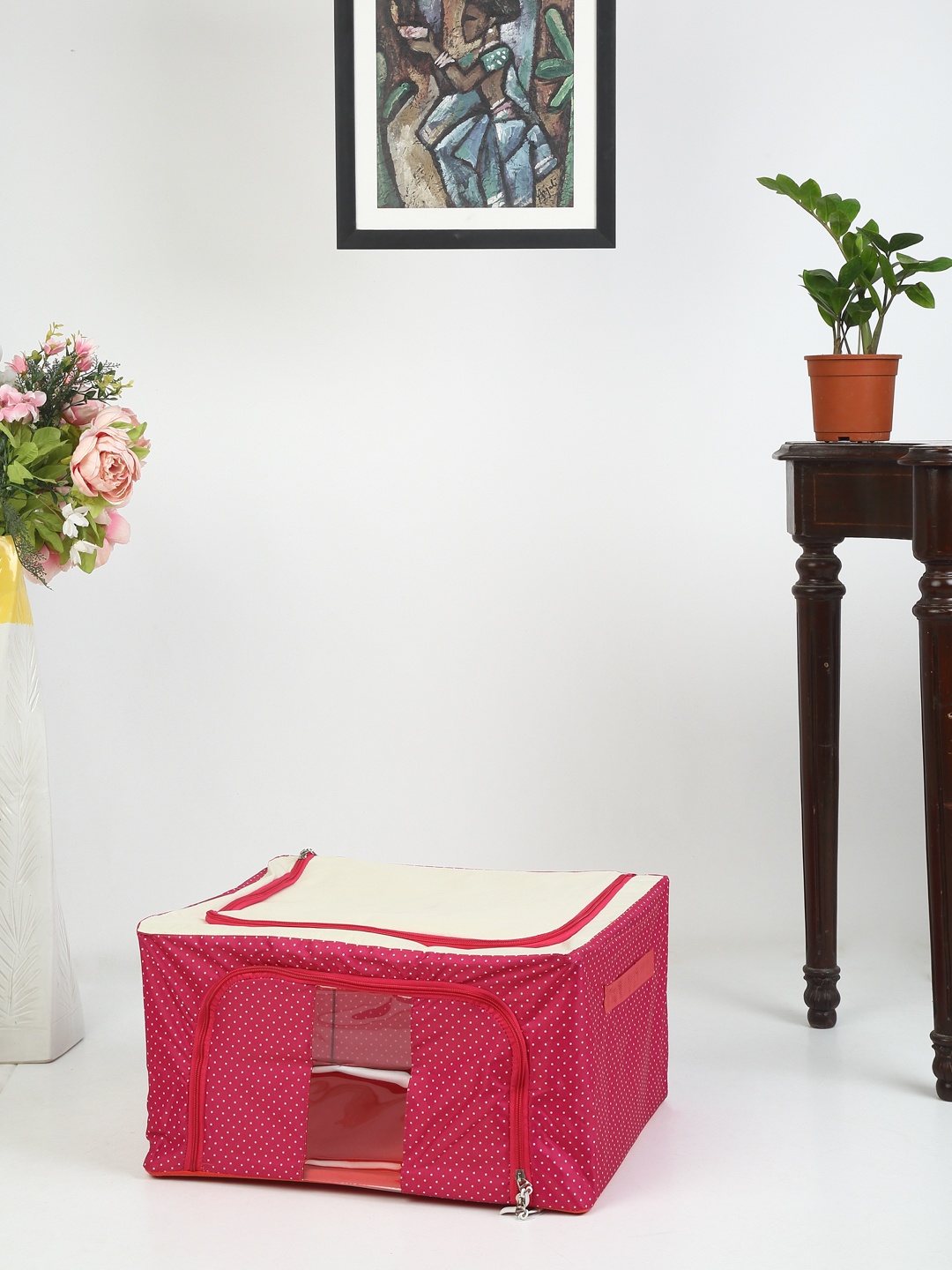 

HOSTA HOMES Red & White Polka Dots Printed Waterproof & Foldable Organiser