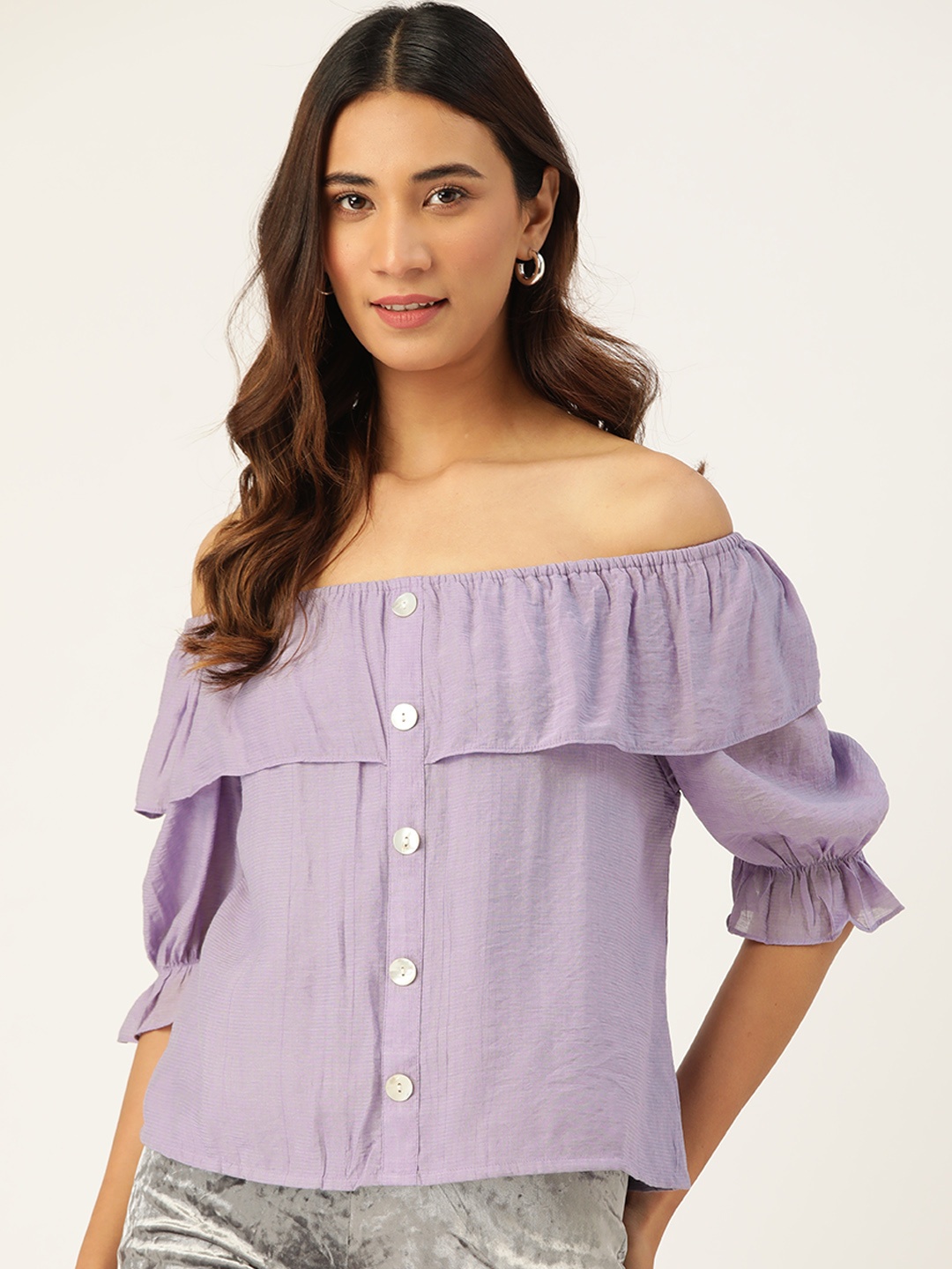 

Madame Lavender Self-Striped Bardot top