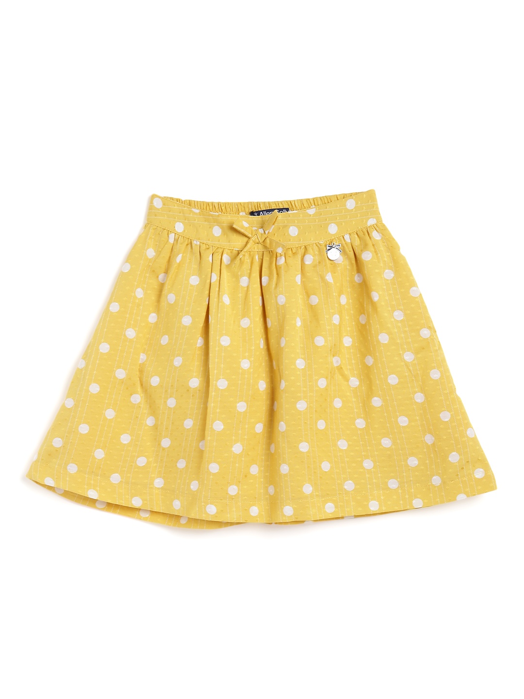 

Allen Solly Junior Girls Yellow & White Polka Dots Printed Flared Skirt