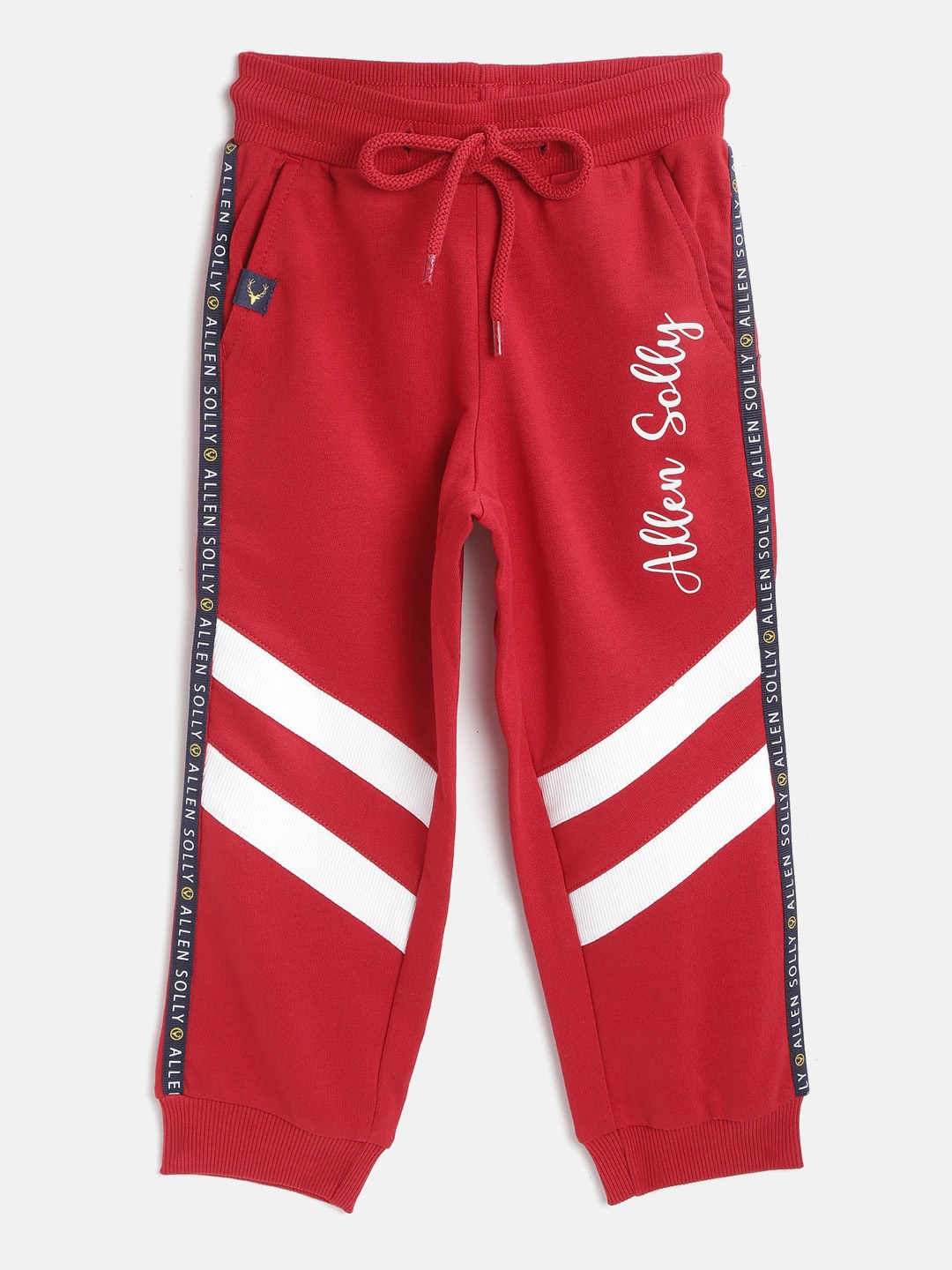 

Allen Solly Junior Girls Red & White Striped Pure Cotton Joggers