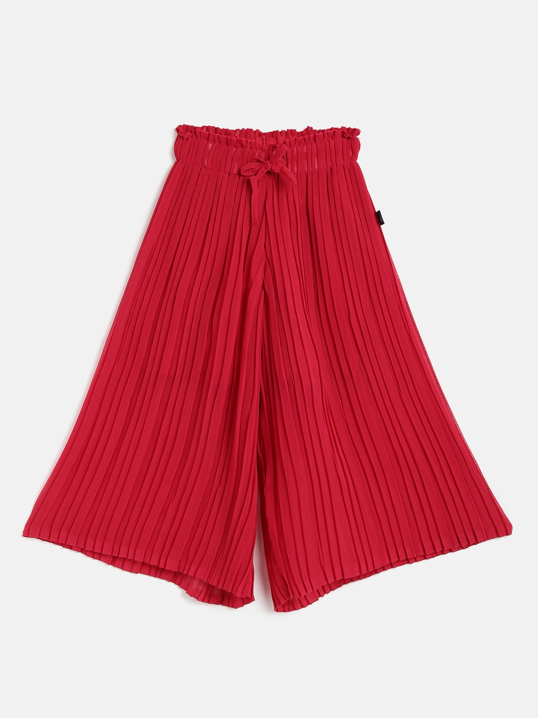 

Allen Solly Junior Girls Red Accordion Pleated Wide Leg Palazzos