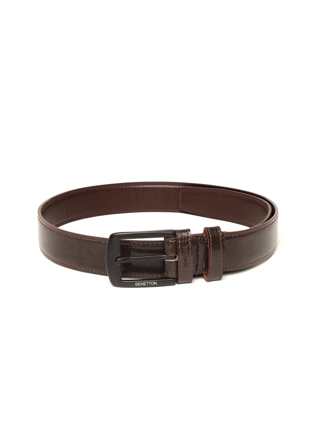 

United Colors of Benetton Men Coffee Brown Snakeskin Textured Belt