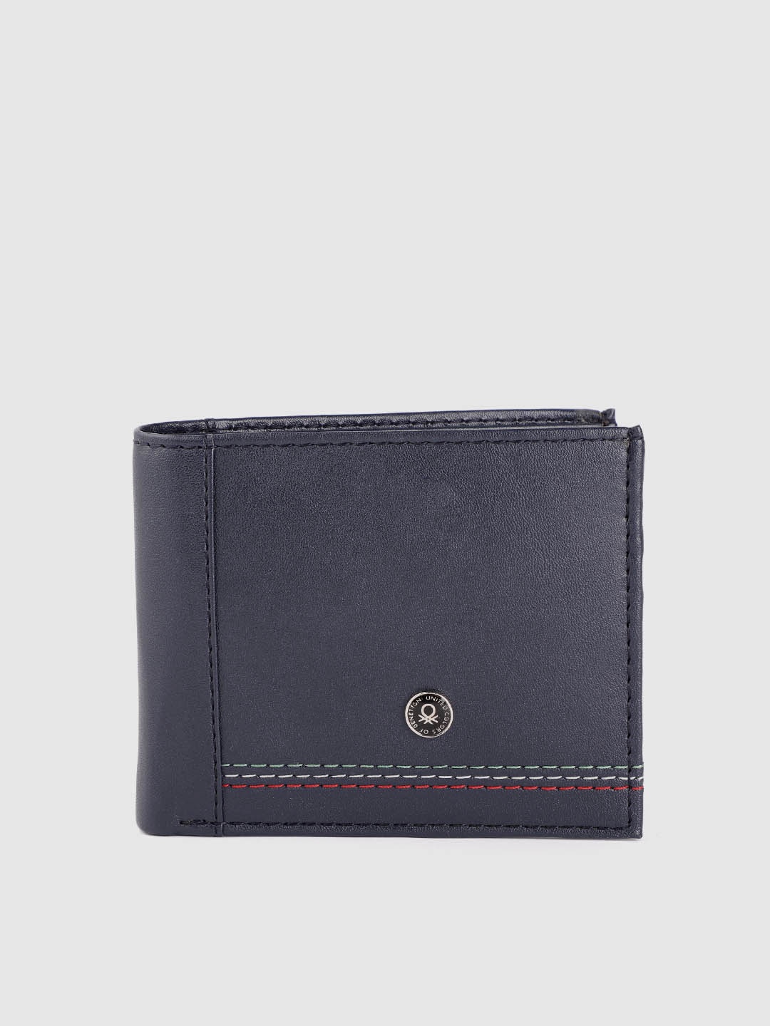 

United Colors of Benetton Men Navy Blue Solid Two Fold Wallet