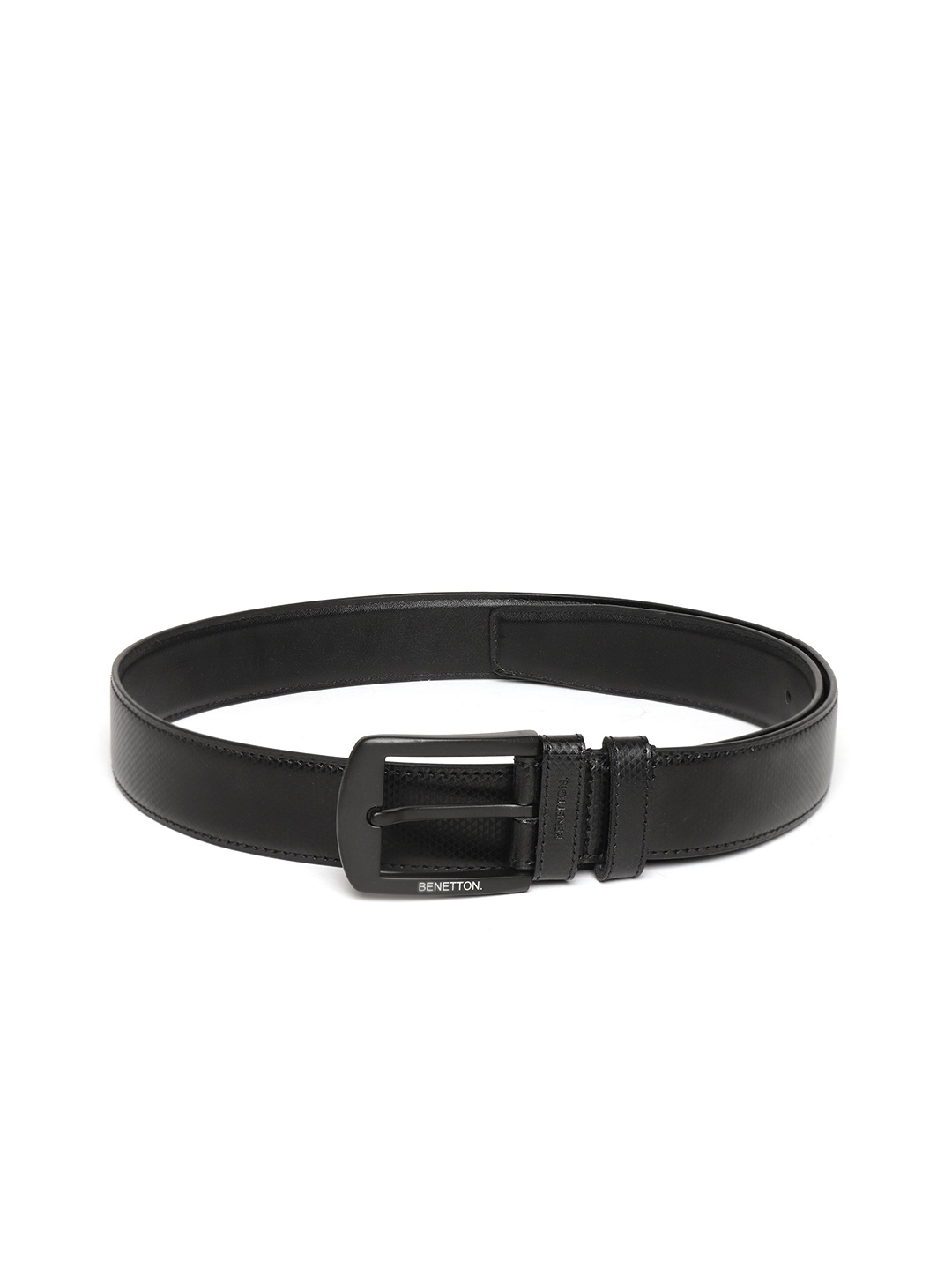 

United Colors of Benetton Men Black Textured Belt