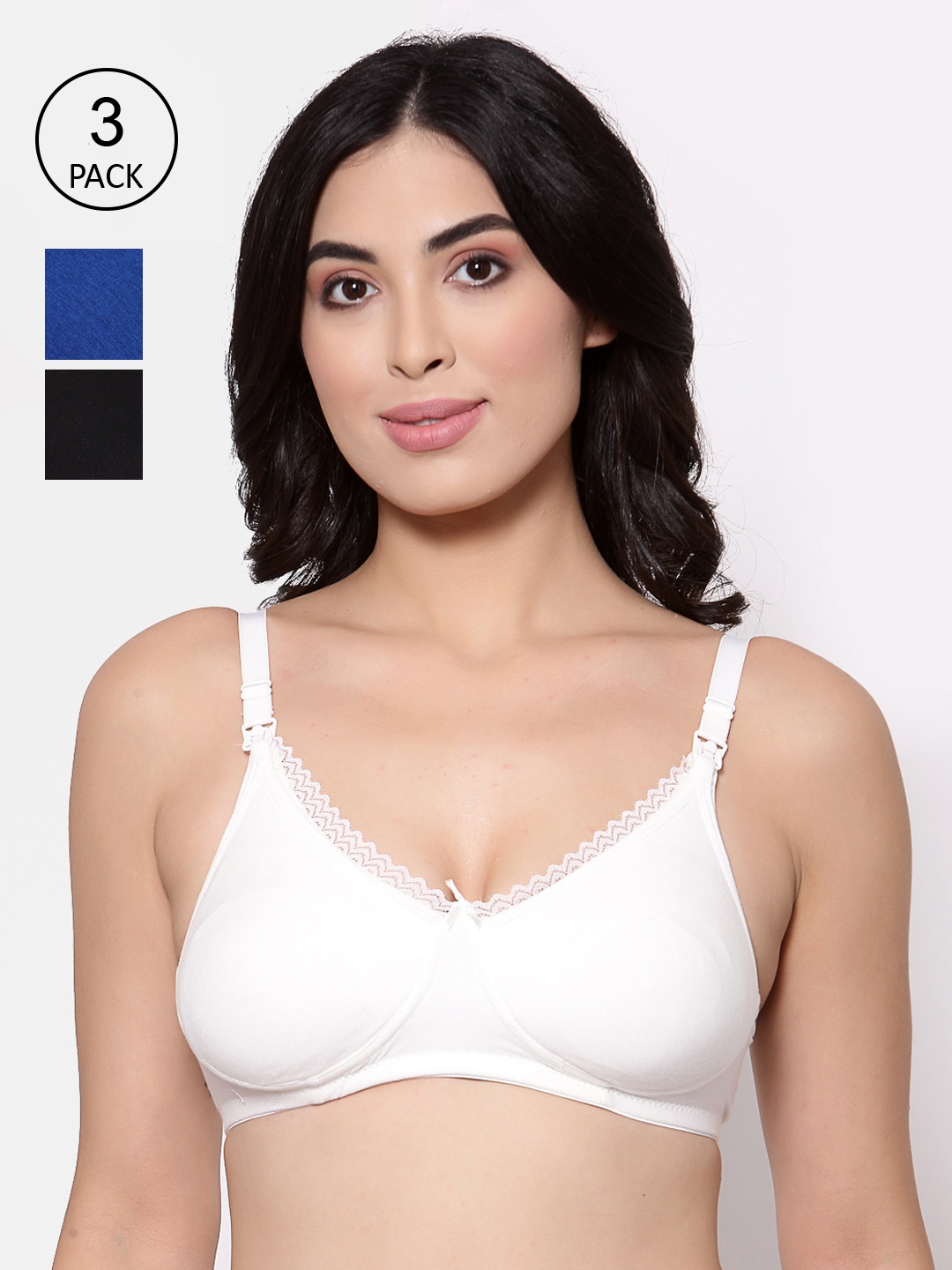 

Inner Sense Pack Of 3 Solid Non-Wired Non Padded Antimicrobial Maternity Bra IMB003E_3A_3C, Cream