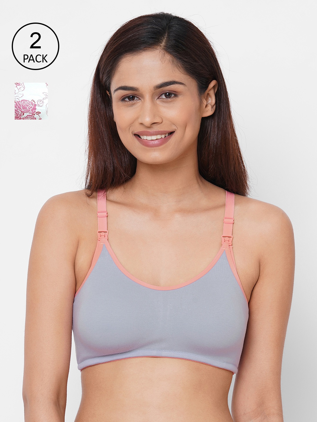 

Inner Sense Pack Of 2 Multicoloured Printed Non-Wired Non Padded Maternity Sustainable Bras IMB004B_4C, Multi