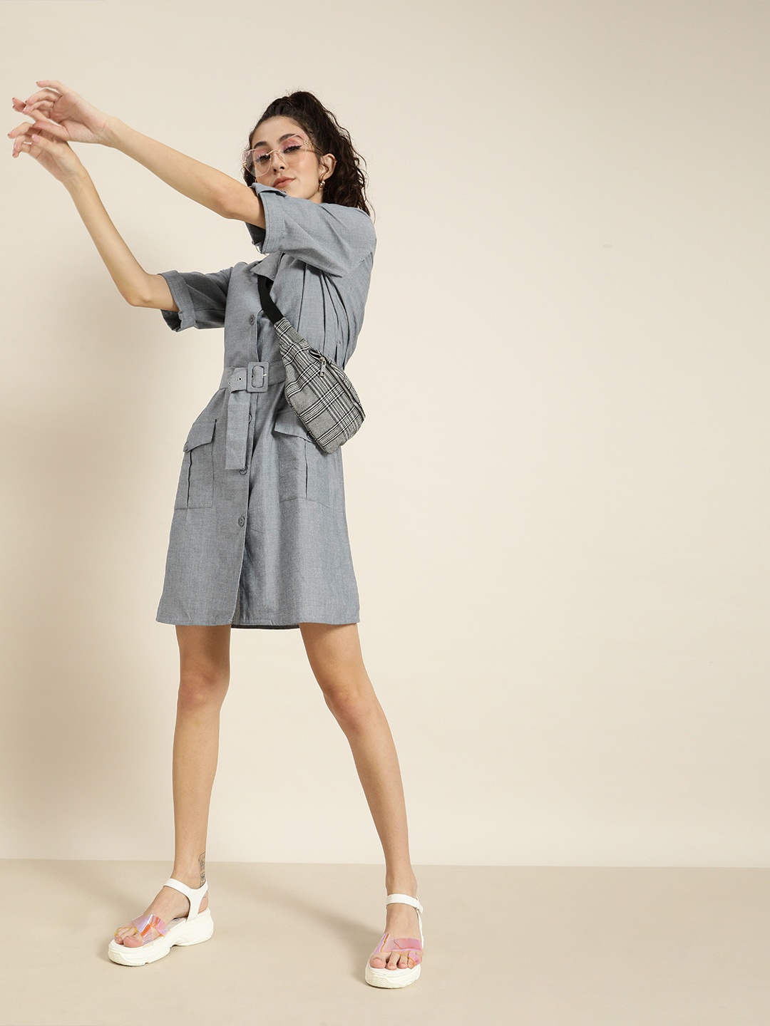 

Marie Claire Women Blue Solid A-Line Dress