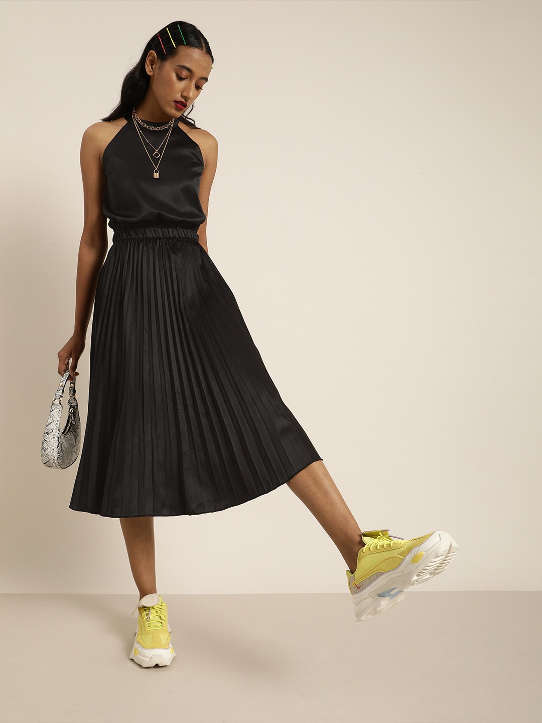 

Marie Claire Women Black Solid Fit and Flare Dress