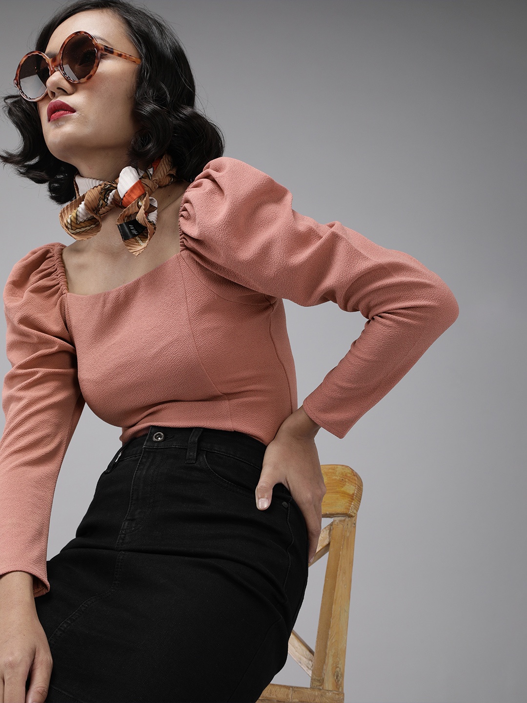 

RARE Pink Bishop Sleeves Crepe Top