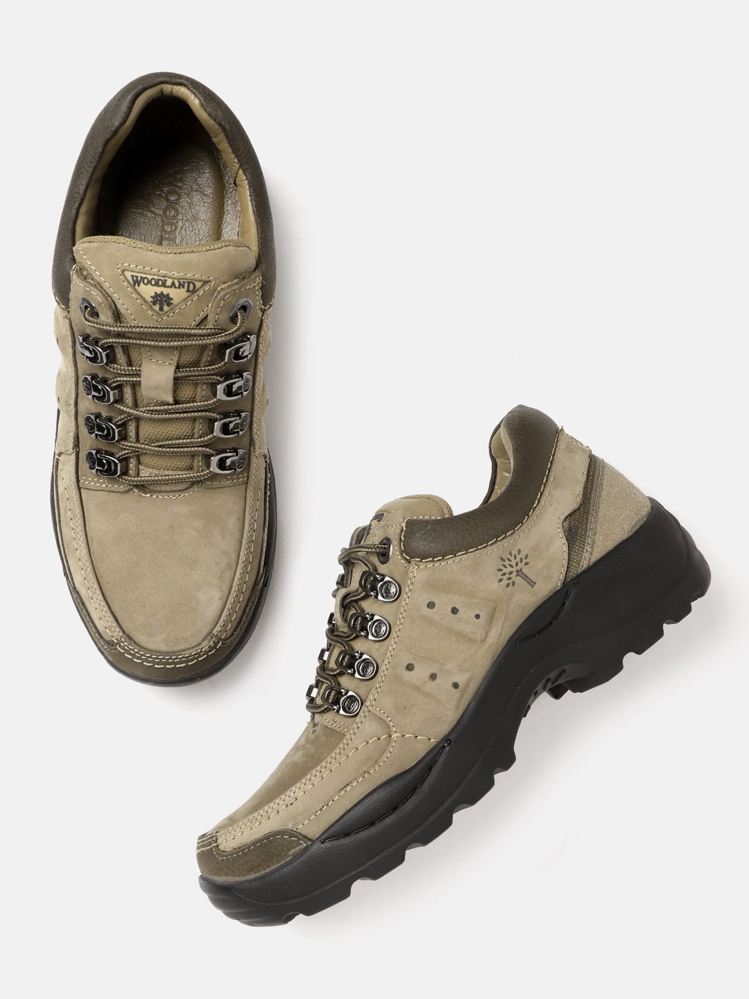 

Woodland Men Khaki Solid Leather Sneakers