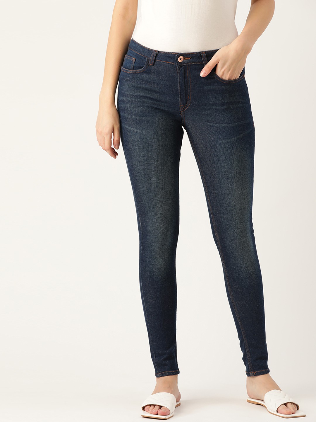 

ether Women Navy Blue Clean Look Skinny Fit Stretchable Jeans
