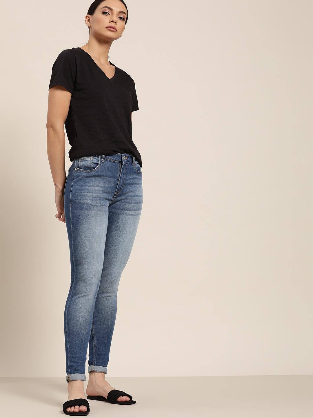 

ether Women Blue Skinny Fit Heavy Fade Stretchable Jeans