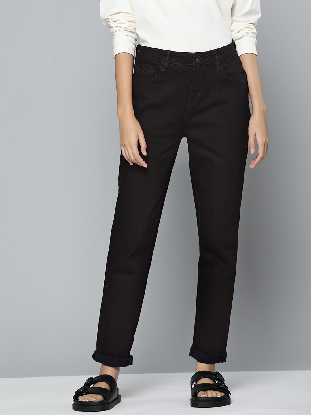

ether Women Black Slim Fit Stretchable Ankle Jeans