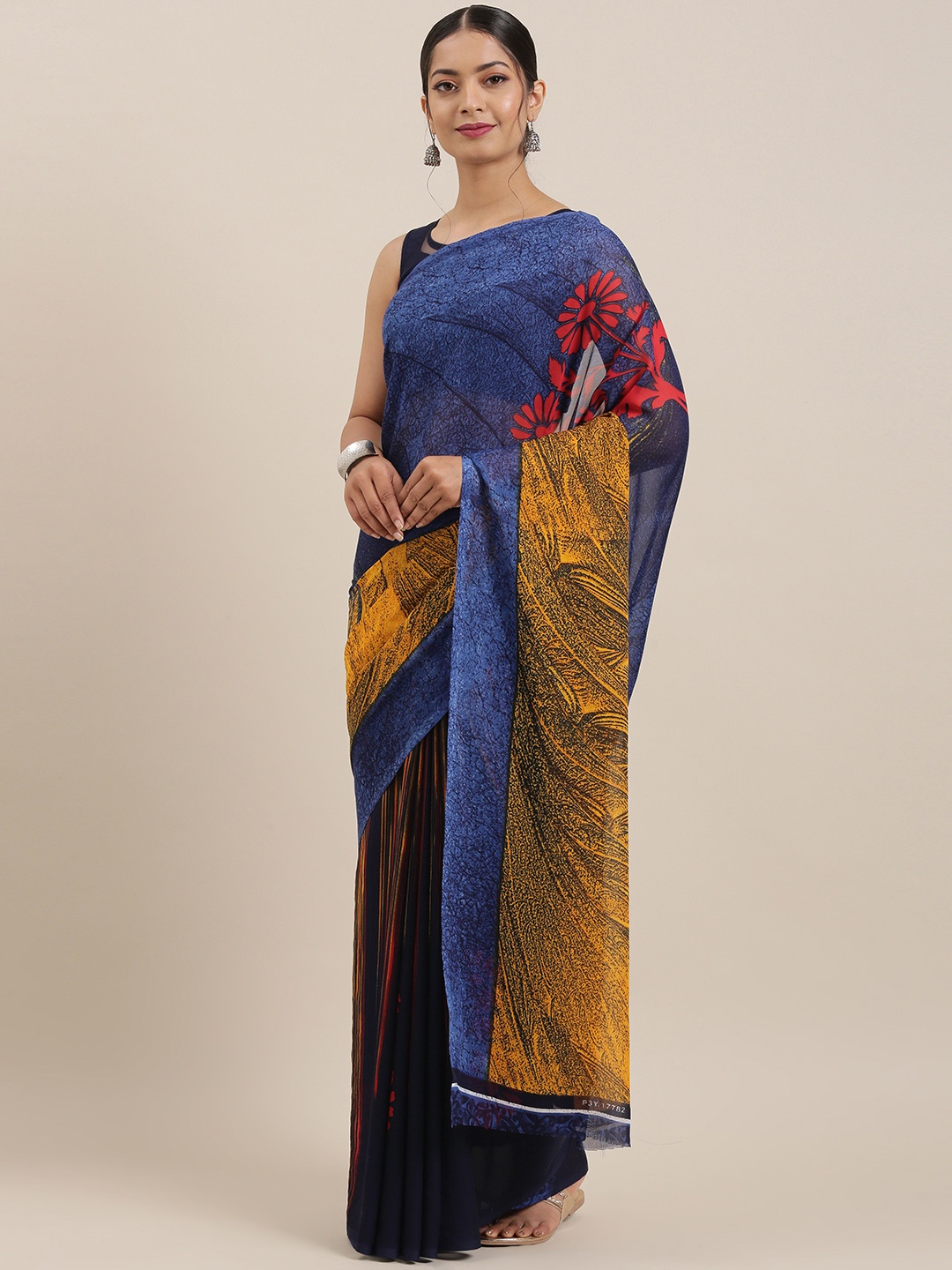 

ANAND SAREES Blue & Multicoloured Poly Georgette Printed Saree