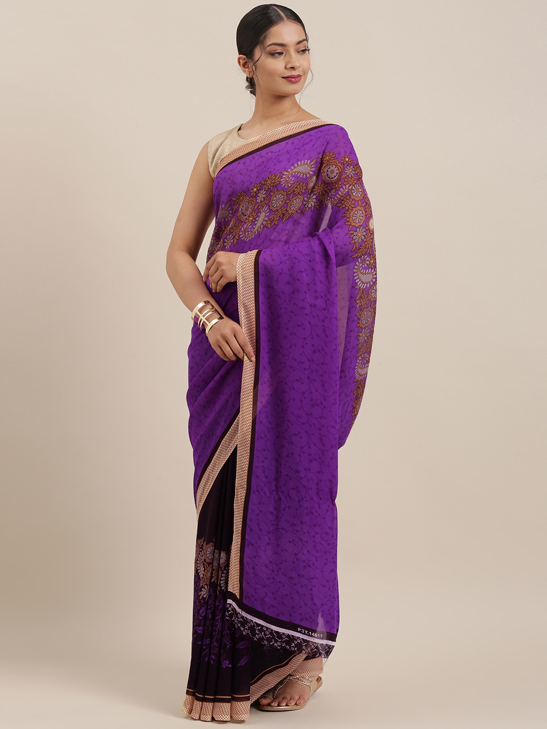 

KALINI Purple & Beige Printed Saree