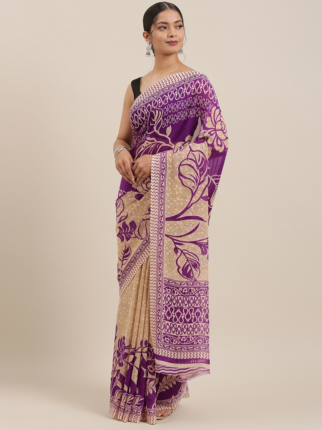 

ANAND SAREES Purple & Beige Poly Georgette Printed Saree