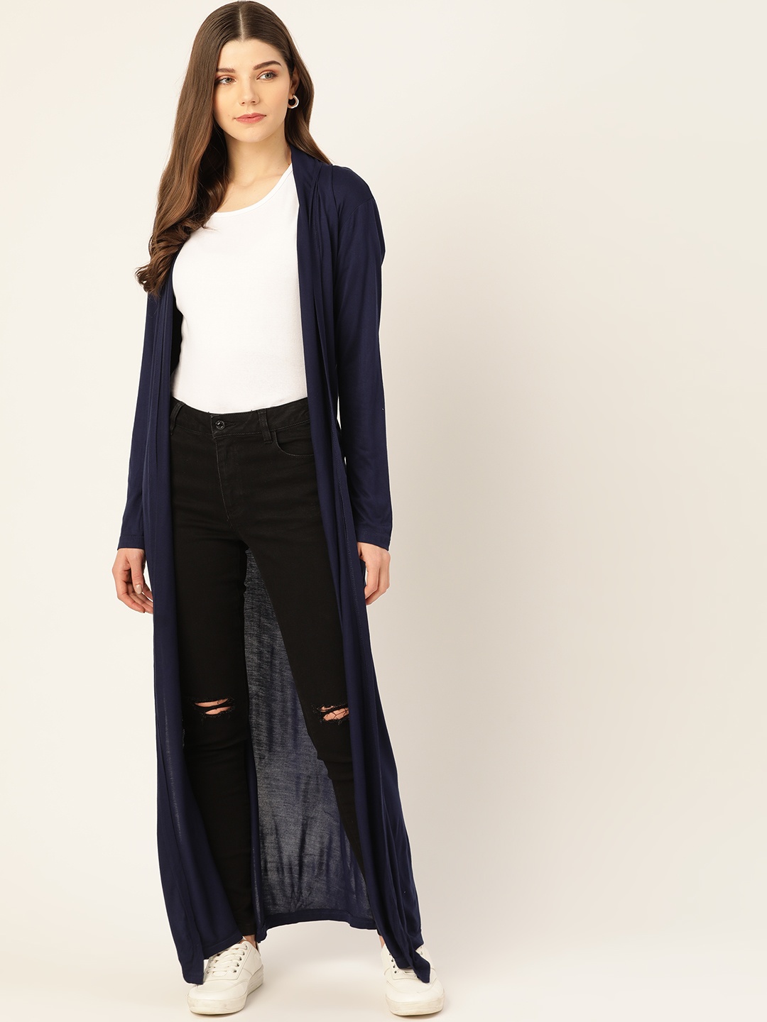 

Trend Arrest Women Navy Blue Solid Open Front Shrug