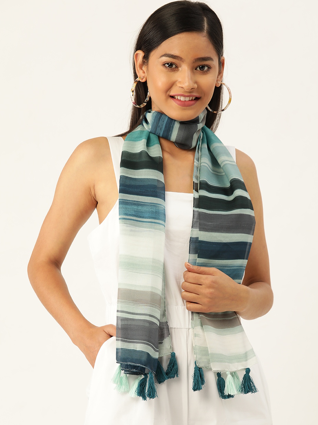 

Trend Arrest Women Blue & Black Striped Scarf