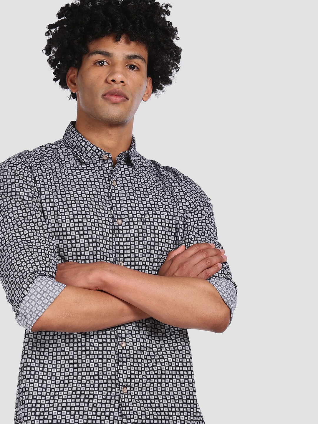 

Flying Machine Men Black Regular Fit Printed Casual Shirt