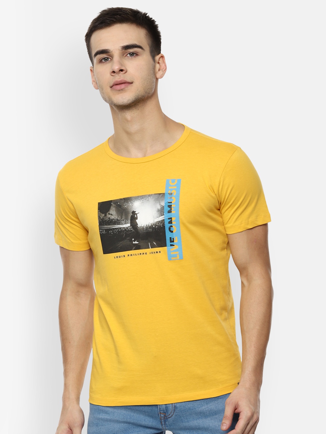 

Louis Philippe Jeans Men White Printed T-shirt