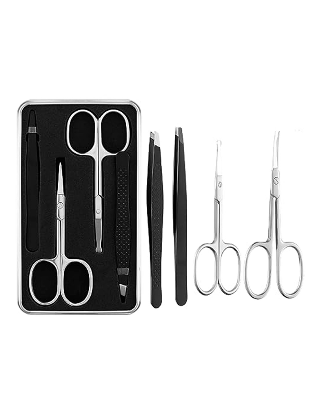 

Beaute Secrets Unisex Curved & Rounded Facial Hair Scissors, Silver
