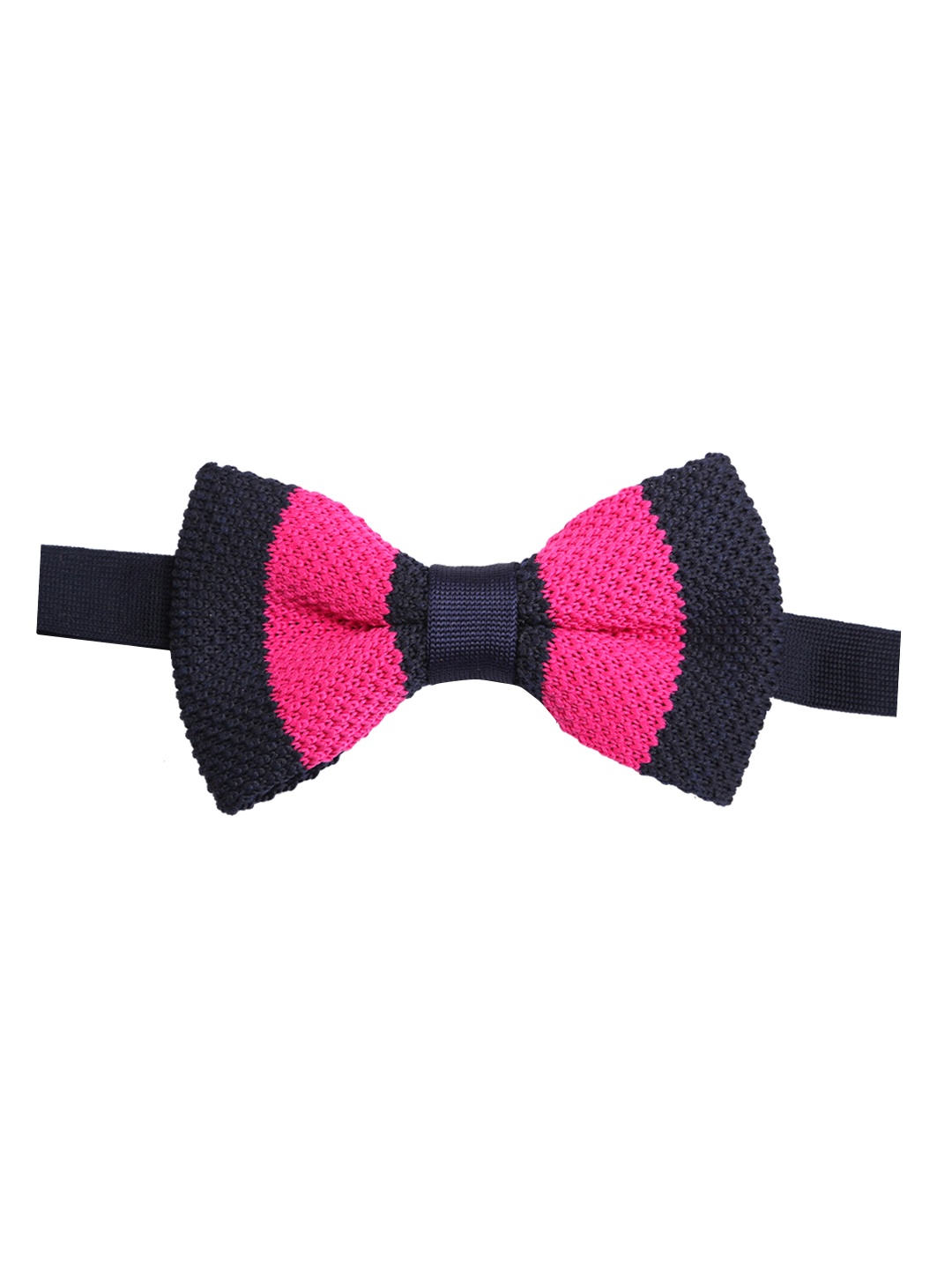 

Tossido Black & Pink Knitted Striped Bow Tie