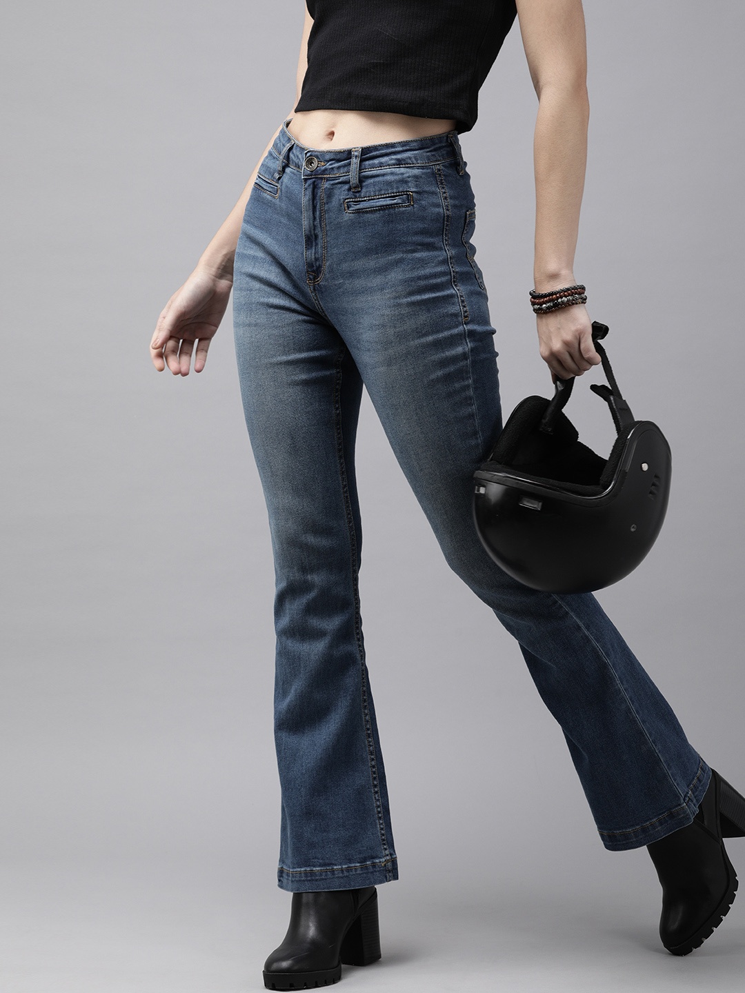 

Roadster Women Blue Bootcut Light Fade Stretchable Jeans