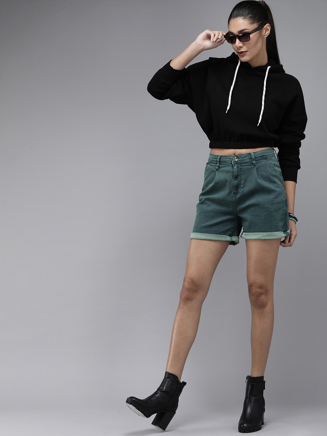 

Roadster Women Blue Slim Fit Denim Shorts